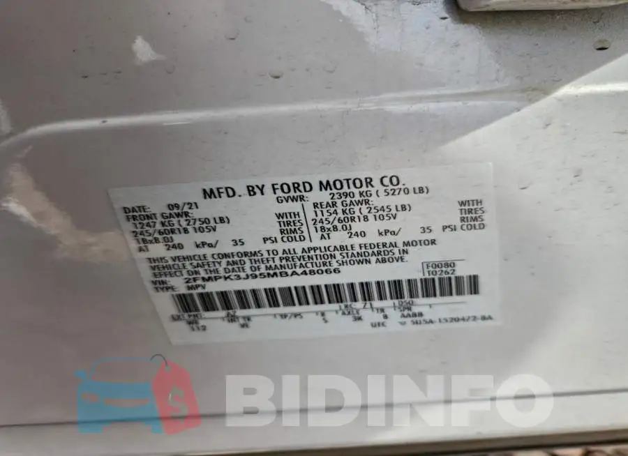 2FMPK3J95MBA48066 Photo# 13