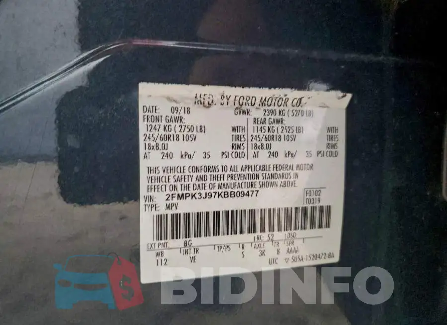 2FMPK3J97KBB09477 Photo# 13