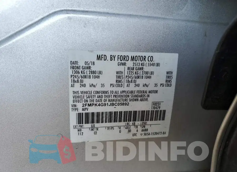 2FMPK4G91JBC05892 Photo# 13