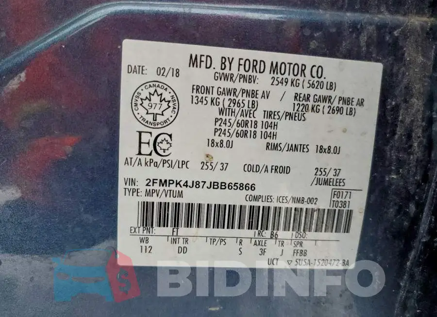 2FMPK4J87JBB65866 Photo# 14