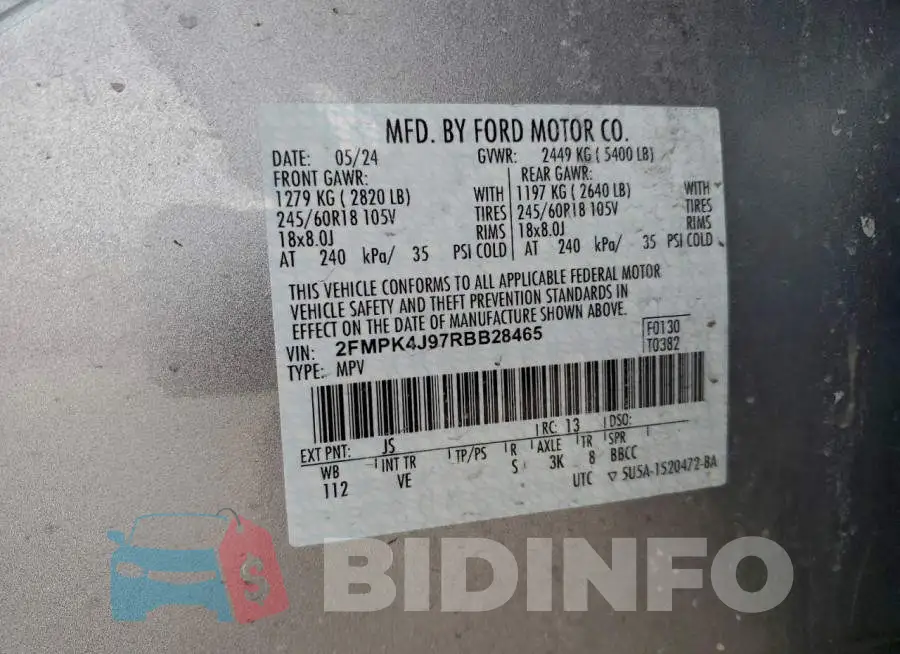 2FMPK4J97RBB28465 Photo# 13