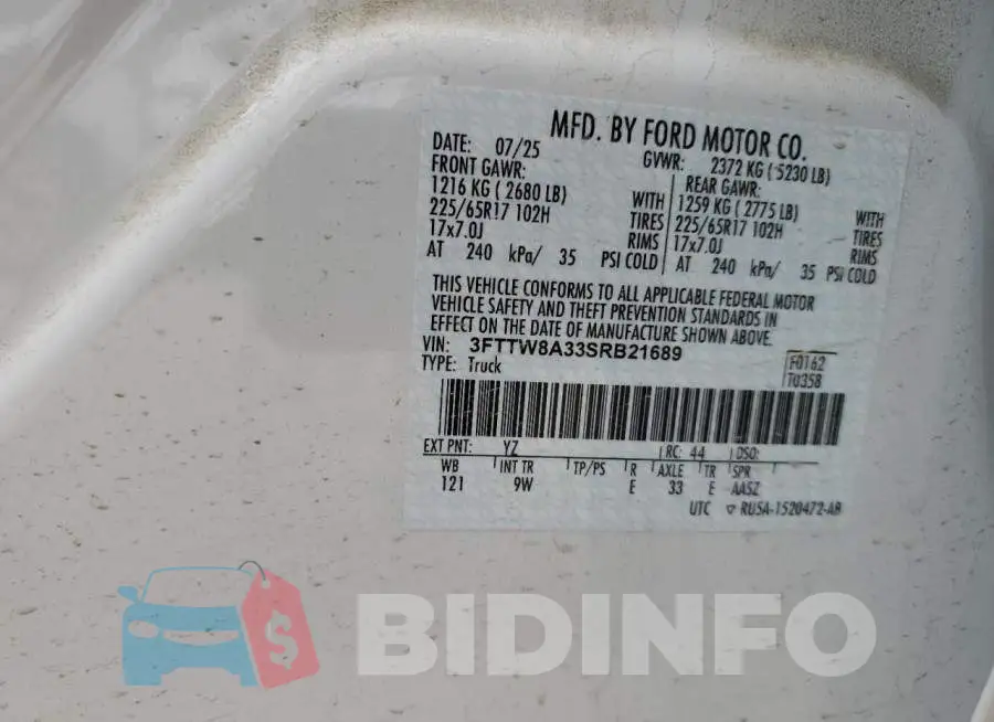 3FTTW8A33SRB21689 Photo# 12