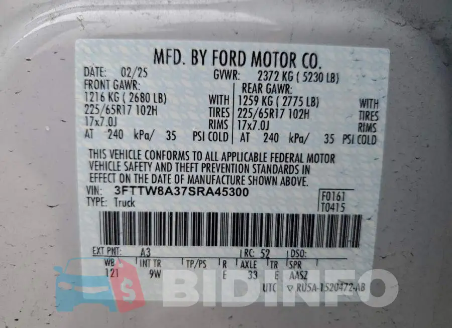 3FTTW8A37SRA45300 Photo# 13