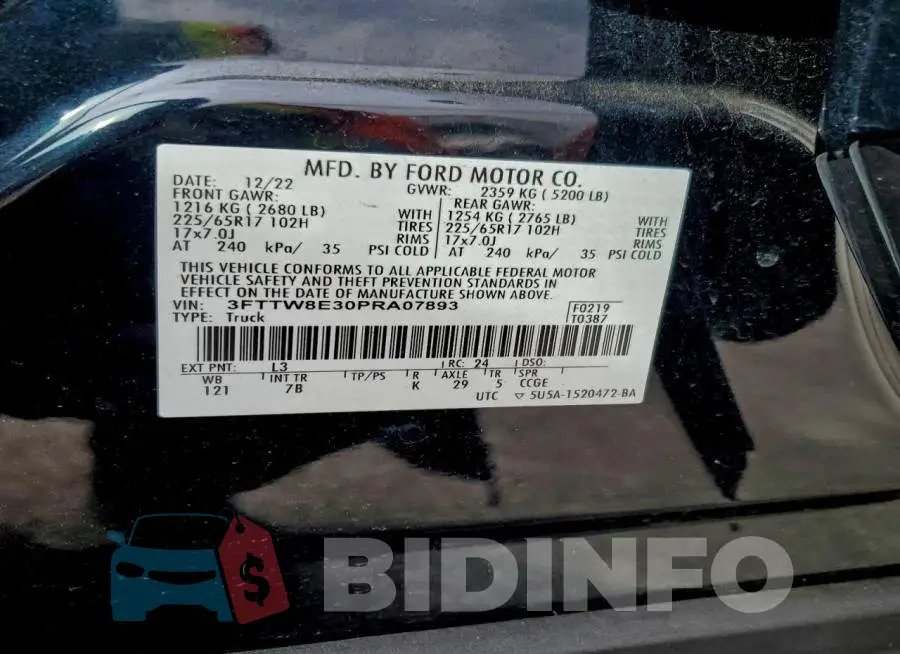3FTTW8E30PRA07893 Photo# 13