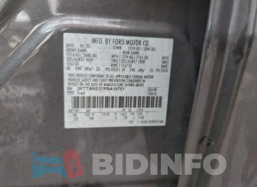 3FTTW8E37PRA19751 Photo# 12