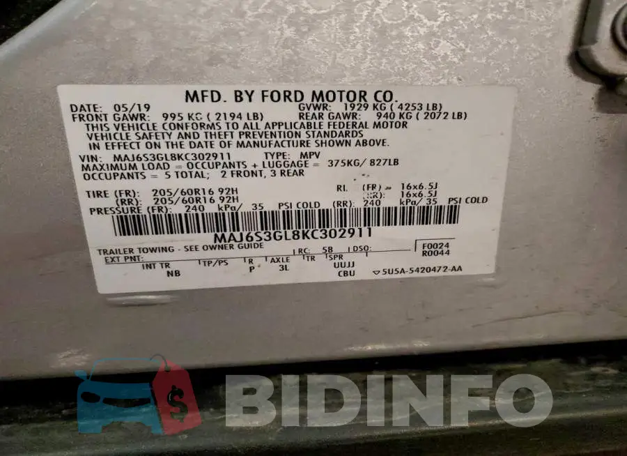 MAJ6S3GL8KC302911 Photo# 13