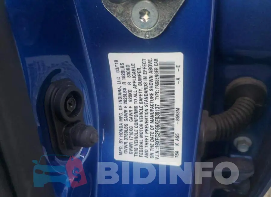 19XFC2F66KE030137 Photo# 12