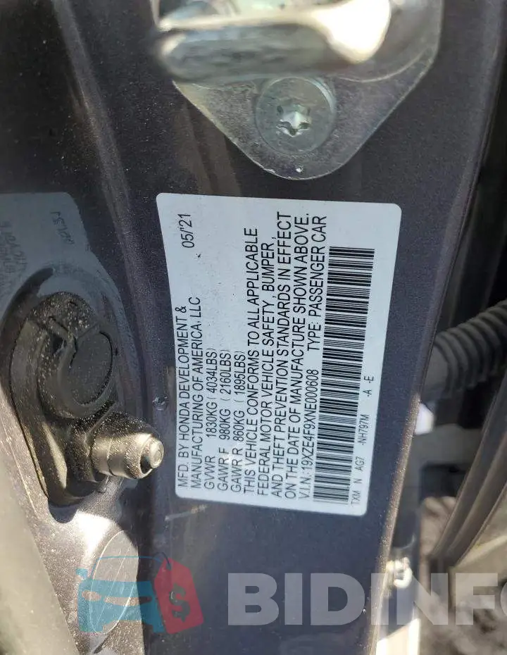 19XZE4F9XNE000608 Photo# 12