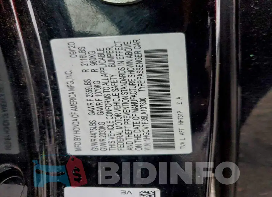 1HGCV1F35LA137800 Photo# 13