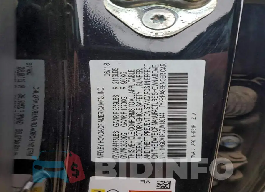 1HGCV1F37JA180144 Photo# 12