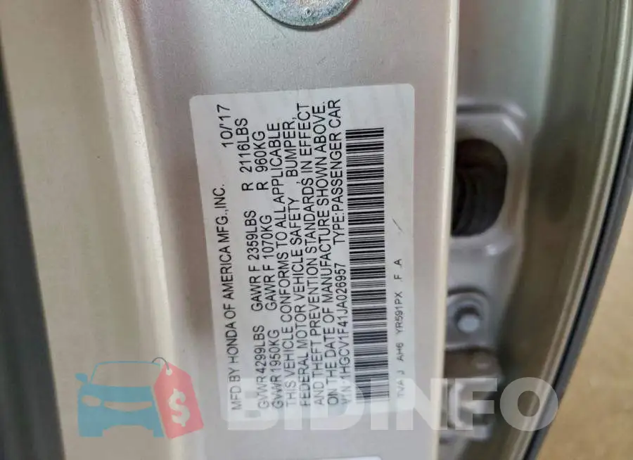 1HGCV1F41JA026957 Photo# 13