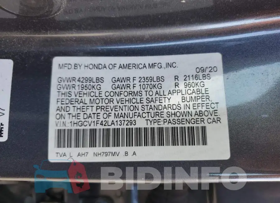 1HGCV1F42LA137293 Photo# 12
