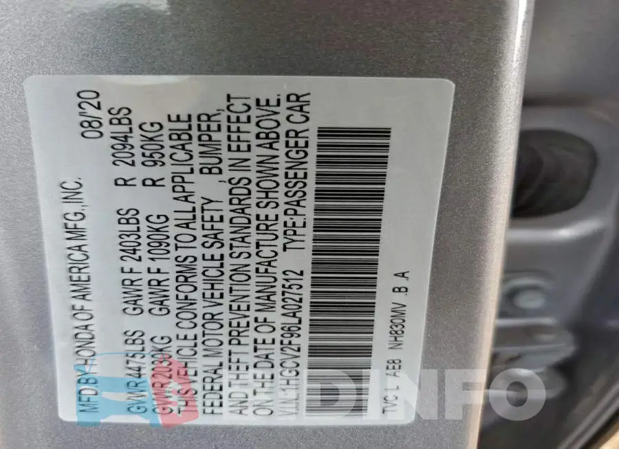 1HGCV2F96LA027512 Photo# 12