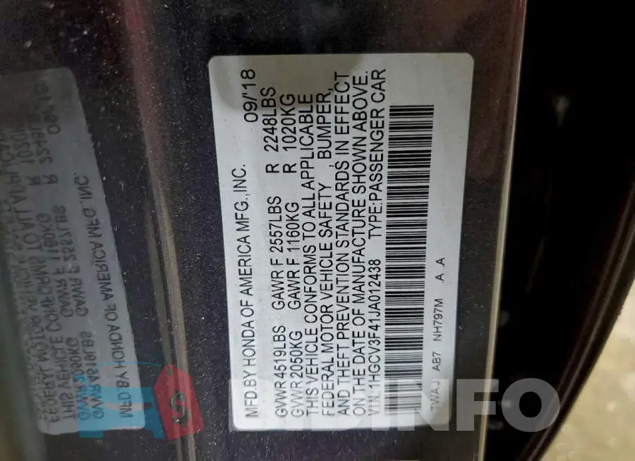 1HGCV3F41JA012438 Photo# 12