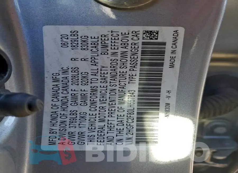 2HGFC2F80LH557843 Photo# 12