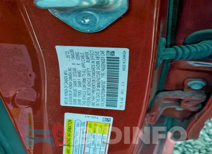 2HGFE2F50NH587007 Photo# 12