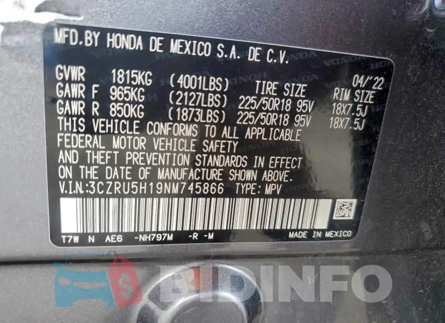 3CZRU5H19NM745866 Photo# 13
