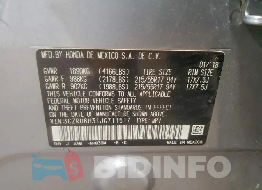 3CZRU6H31JG711517 Photo# 12