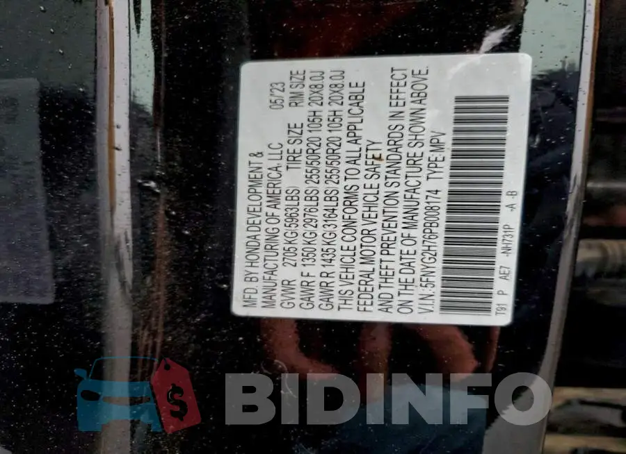 5FNYG2H76PB008174 Photo# 13