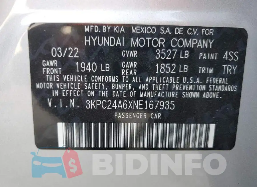 3KPC24A6XNE167935 Photo# 12