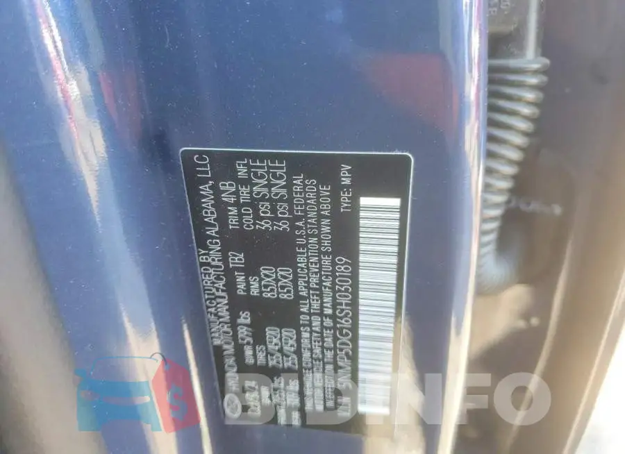 5NMP5DG16SH030189 Photo# 14
