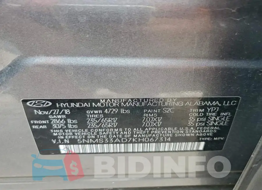 5NMS33AD7KH067314 Photo# 13