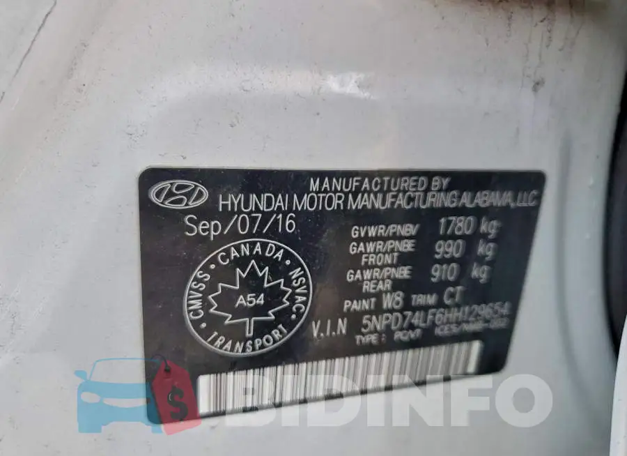 5NPD74LF6HH129654 Photo# 13