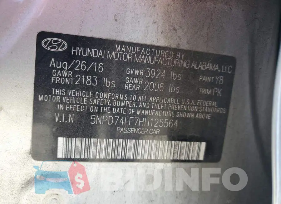 5NPD74LF7HH125564 Photo# 12