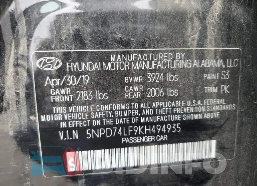 5NPD74LF9KH494935 Photo# 12