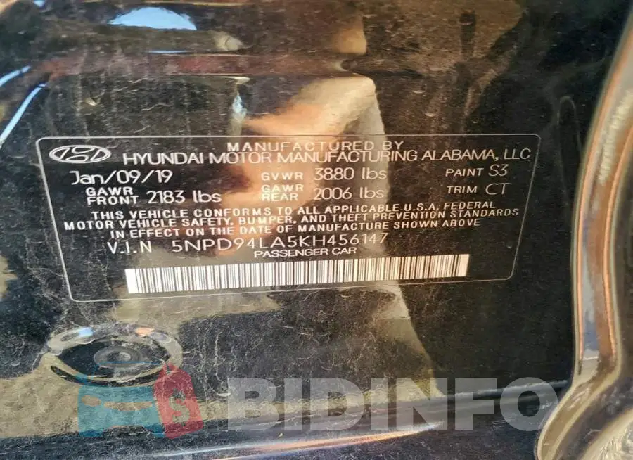 5NPD94LA5KH456147 Photo# 13