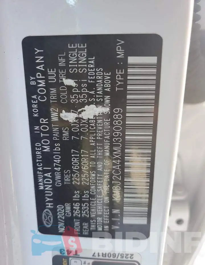KM8J2CA4XMU390889 Photo# 13