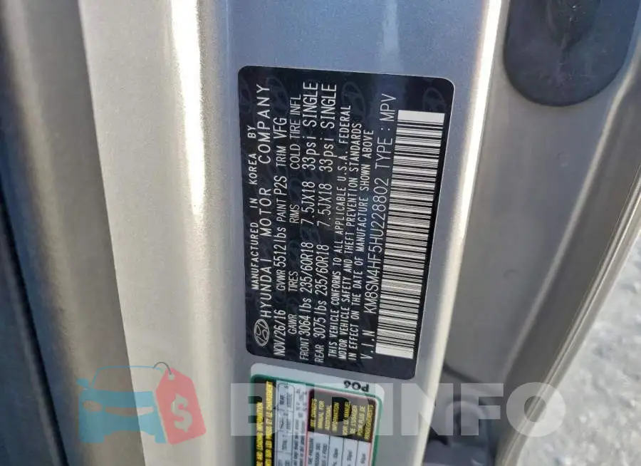KM8SM4HF5HU228802 Photo# 13