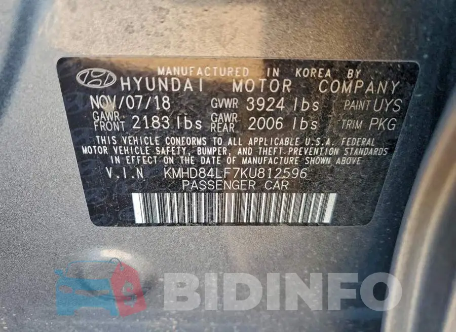 KMHD84LF7KU812596 Photo# 12