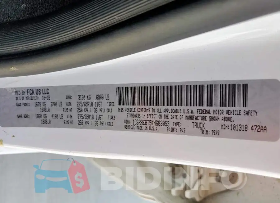 1C6RREBT5KN683053 Photo# 12