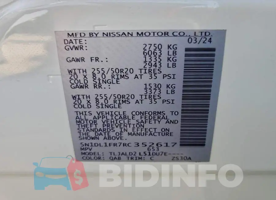 5N1DL1FR7RC352617 Photo# 13