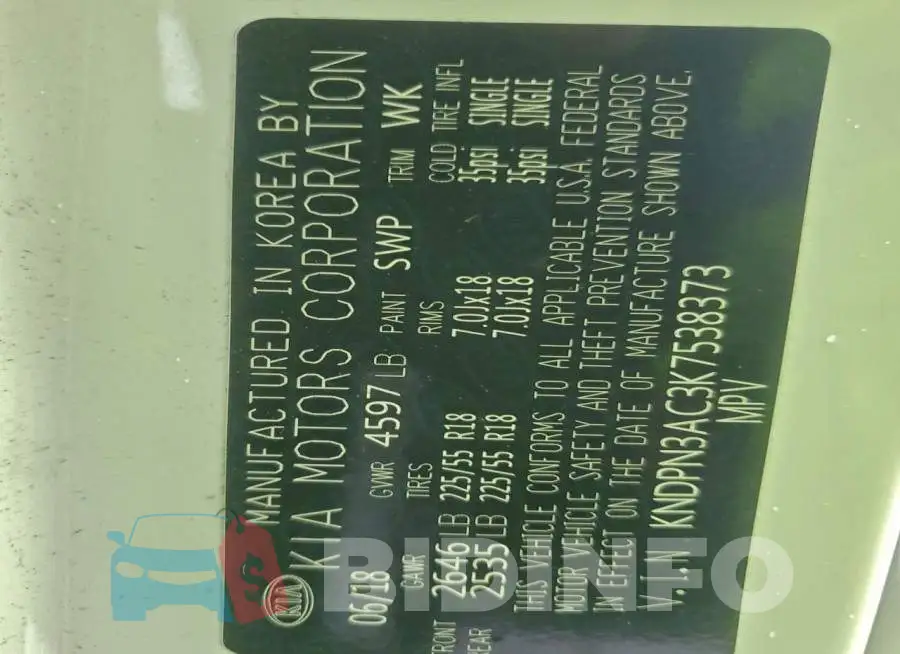 KNDPN3AC3K7538373 Photo# 12