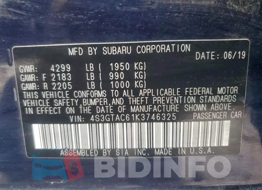 4S3GTAC61K3746325 Photo# 14