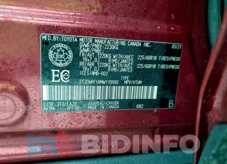 2T3DWRFV8MW119990 Photo# 14