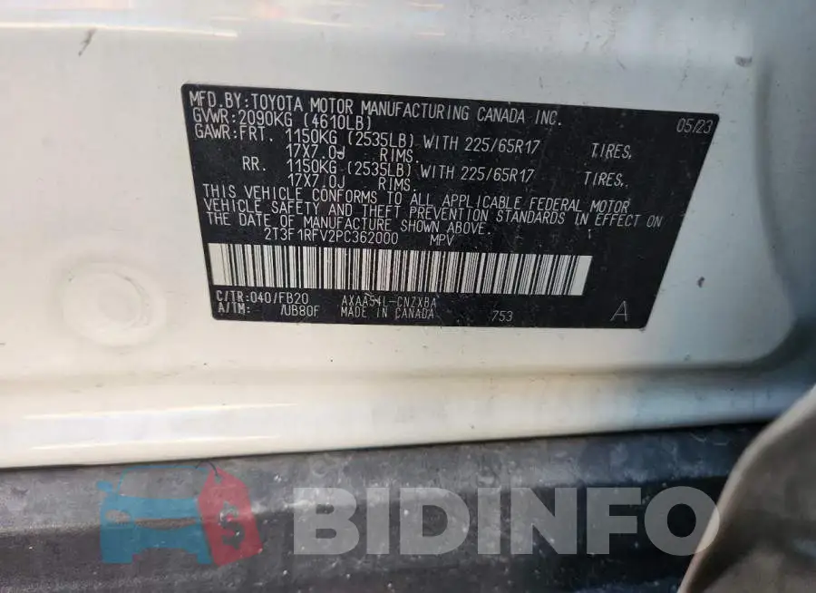 2T3F1RFV2PC362000 Photo# 13