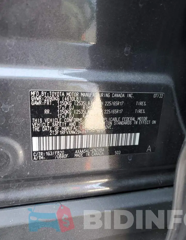 2T3F1RFVXNW294847 Photo# 13