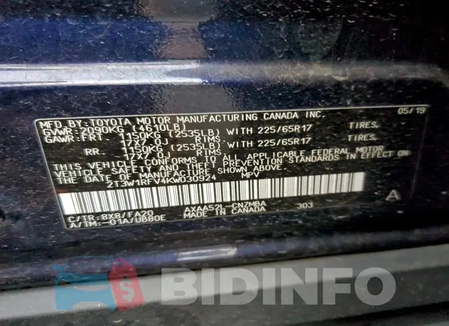 2T3W1RFV4KW030924 Photo# 13