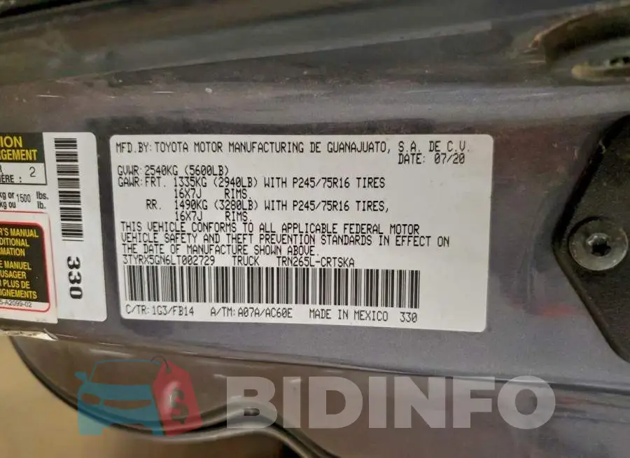 3TYRX5GN6LT002729 Photo# 12