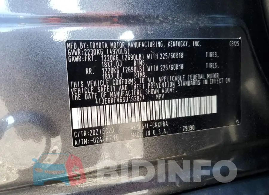 4T3E6RFV6SU192874 Photo# 13