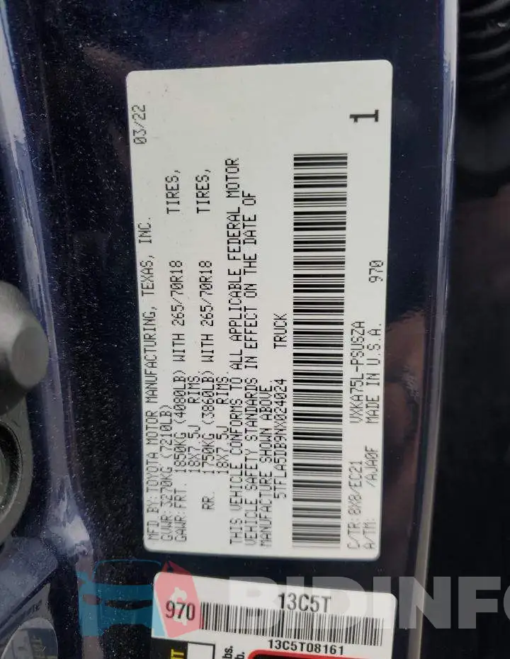 5TFLA5DB9NX024024 Photo# 12