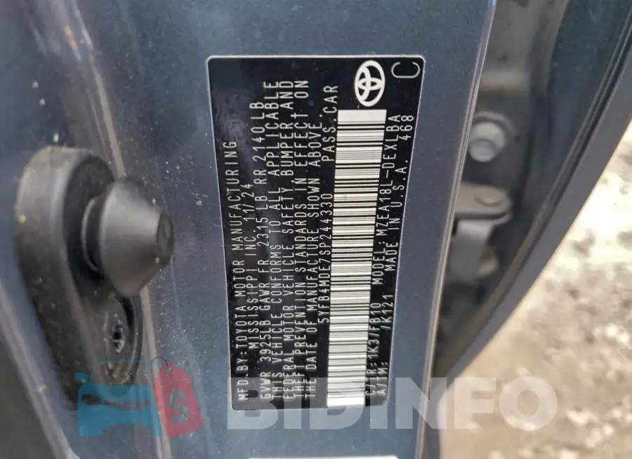 5YFB4MDE7SP244330 Photo# 12