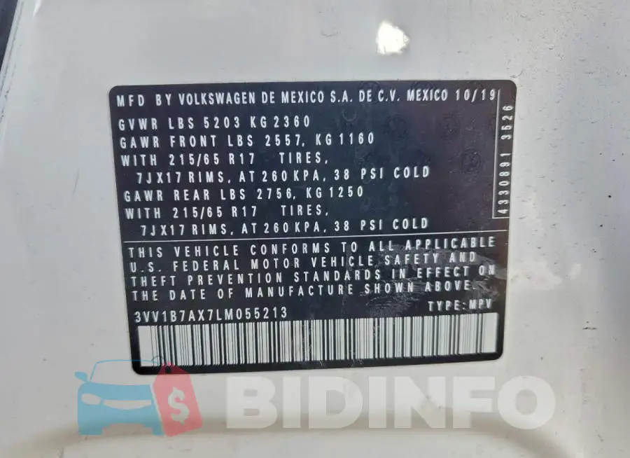 3VV1B7AX7LM055213 Photo# 13