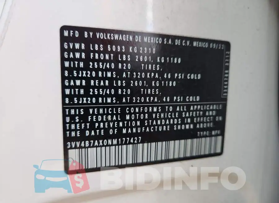 3VV4B7AX0NM177427 Photo# 12
