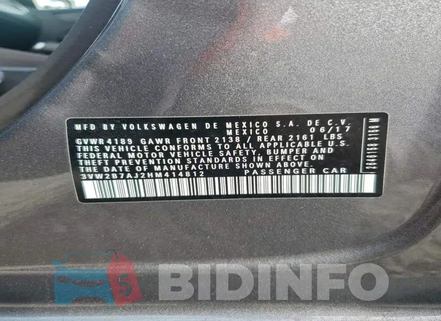 3VW2B7AJ2HM414812 Photo# 12