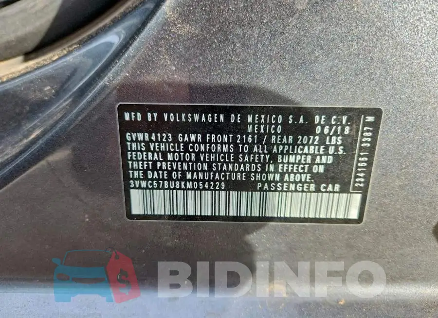 3VWC57BU8KM054229 Photo# 12