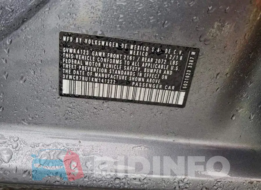 3VWCB7BU1KM141222 Photo# 12